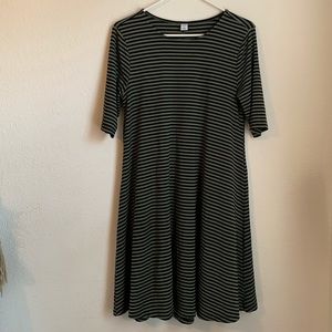 Green And Black Stripped Dress